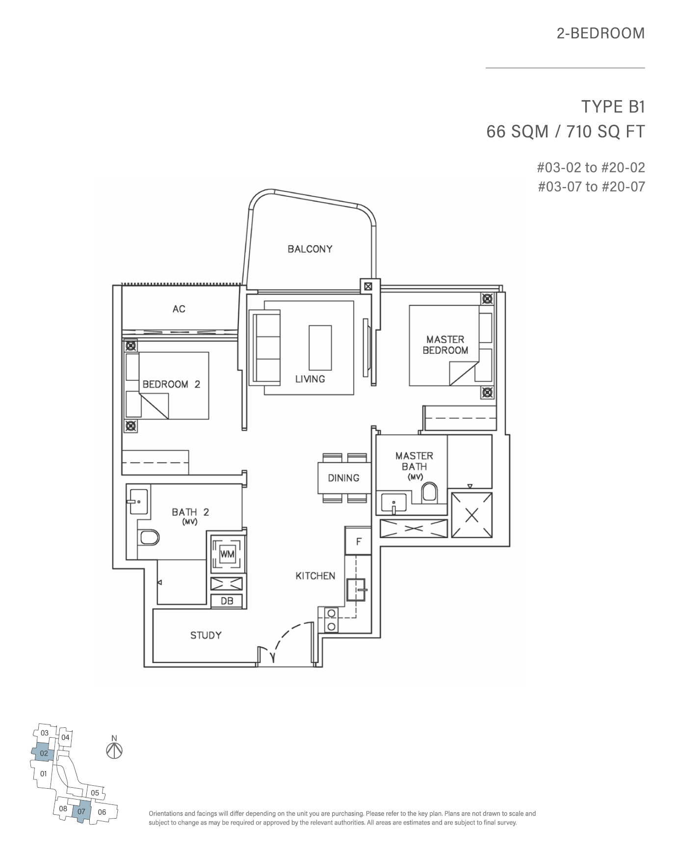 Coastline Residences 1 Bedroom Floor Plan 3