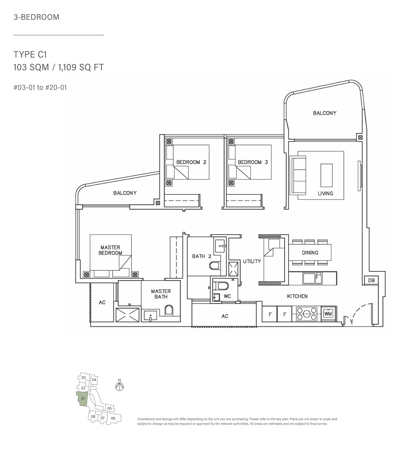 Coastline Residences 1 Bedroom Floor Plan 4